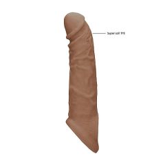   RealRock Penis Sleeve 8 - návlek na penis (21cm) - tmavě tělová barva