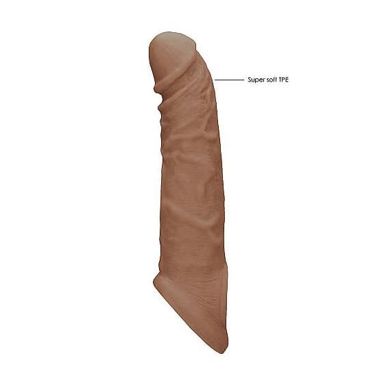 RealRock Penis Sleeve 8 - návlek na penis (21cm) - tmavě tělová barva