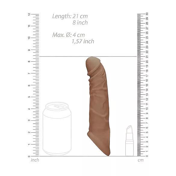 RealRock - návlek na penis - prodloužení 21 cm - tmavá tělová