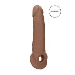   RealRock Penis Sleeve 9 - návlek na penis (21,5 cm) - tmavě tělová barva