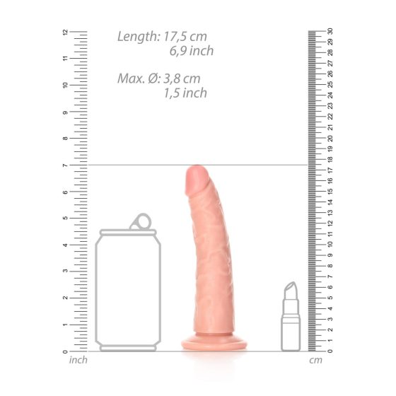 RealRock Slim - připínací, realistické dildo - 15,5 cm (přírodní)