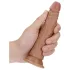 RealRock - realistický dildo - štíhlý tvar - 15,5 cm - tmavá tělová barva