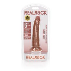   RealRock Slim - připínací, realistické dildo - 15,5 cm (tmavě přírodní)