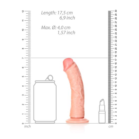 RealRock Curved - zakřivené realistické dildo s lepivou základnou - 15,5 cm (přírodní)