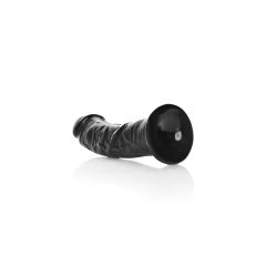   RealRock Curved - zakřivené realistické dildo s lepivými nožičkami - 15,5 cm (černé)