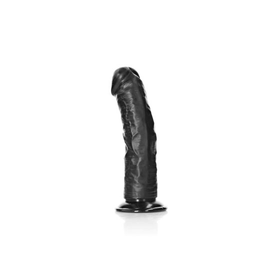 RealRock Curved - zakřivené realistické dildo s lepivými nožičkami - 15,5 cm (černé)