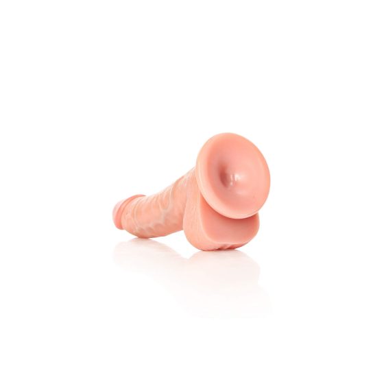 RealRock Curved - připínací, realistické dildo s varlaty - 15,5 cm (přírodní)