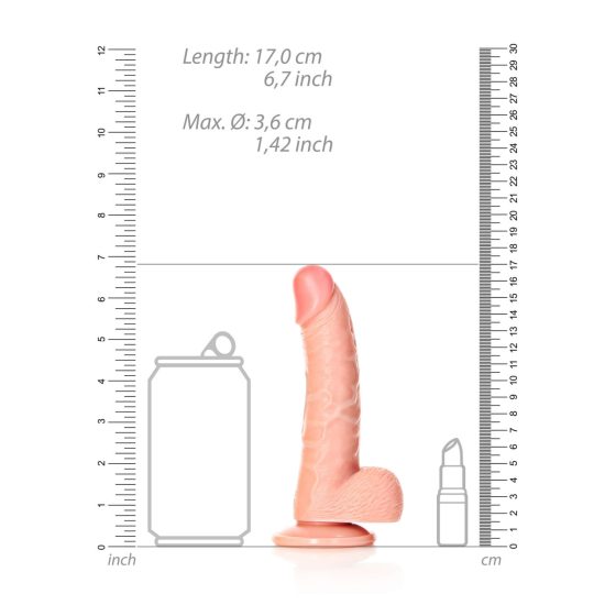 RealRock Curved - připínací, realistické dildo s varlaty - 15,5 cm (přírodní)