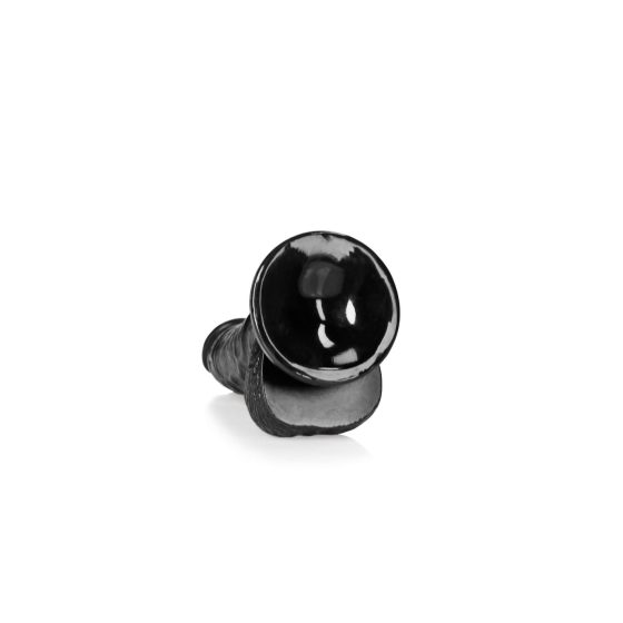 RealRock Curved - připínací, realistické dildo s varlaty - 15,5 cm (černé)