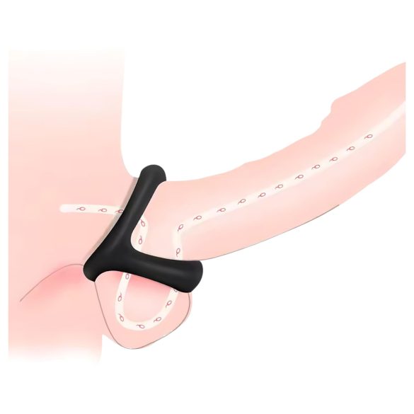 Kroužek na penis a varlata s bodovaným povrchem (černý)