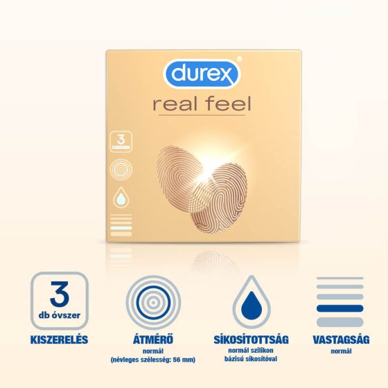 Durex Real Feel - bezlatexové kondomy (3 ks)