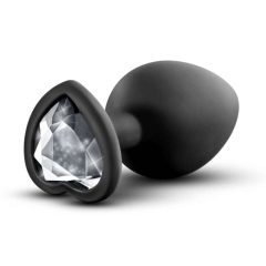   Temptasia S - anální dildo se stříbrným kamínkem ve tvaru srdce (černé) - malé