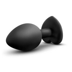   Temptasia S - anální dildo se stříbrným kamínkem ve tvaru srdce (černé) - malé