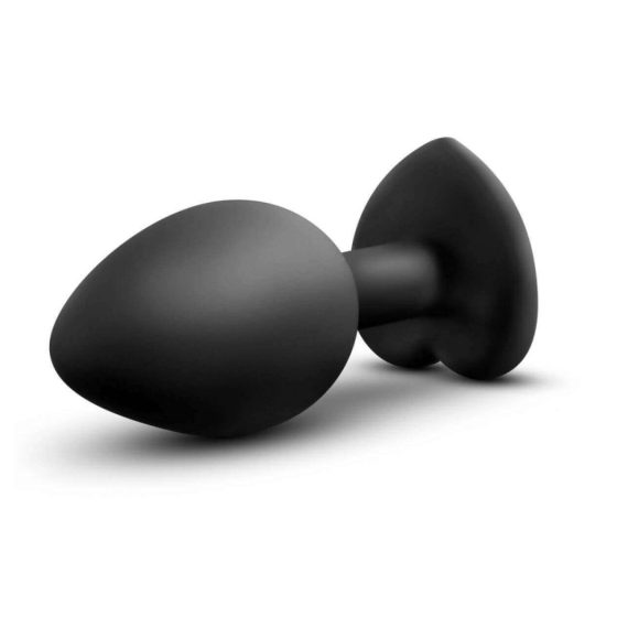 Temptasia S - anální dildo se stříbrným kamínkem ve tvaru srdce (černé) - malé