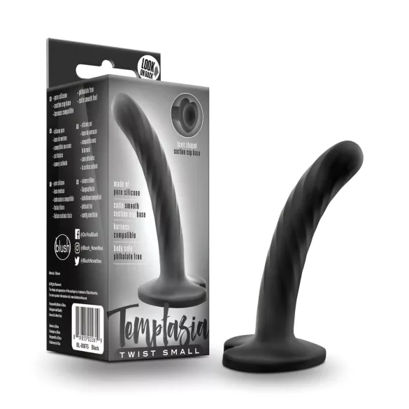 Temptasia Twist Small - přísavkový, zkroucený dildo (černý)