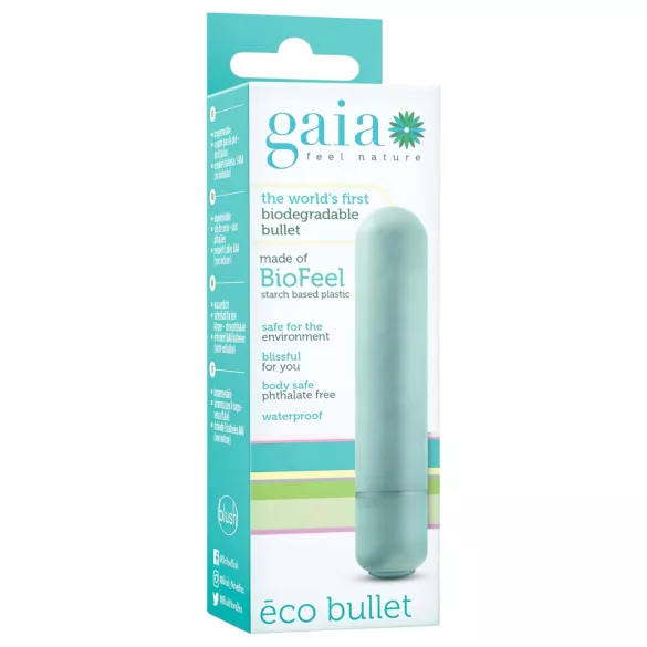 Gaia - vibrátor na baterie - ekologický, střední velikost, tyrkysový