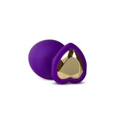   Temptasia M - anální dildo ve tvaru srdce se zlatým kamínkem (fialové) - střední