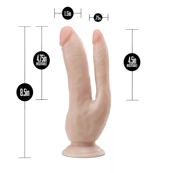 Dr. Skin 8 - oboustranné dildo s přísavkou - naturální barva