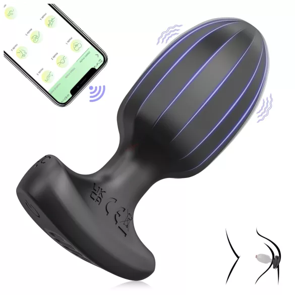 AlvUp - anální vibrátor s aplikací - silikon - černý