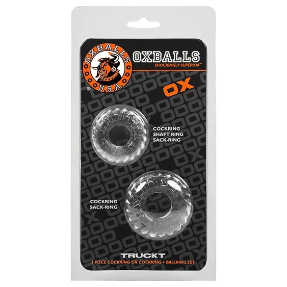 OXBALLS - sada drážkovaných erekčních kroužků - čiré