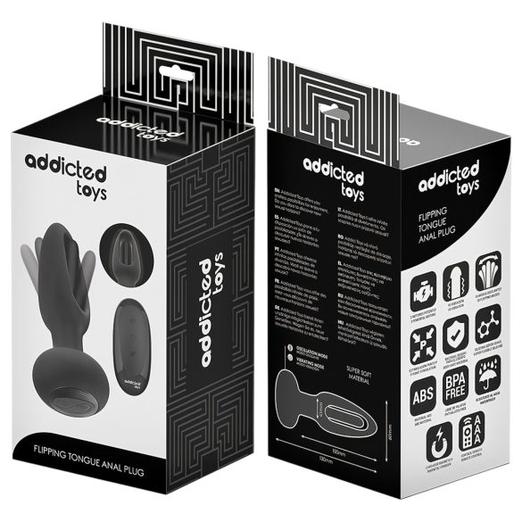 Addicted Toys - anální vibrátor s pohyblivým jazýčkem - černý