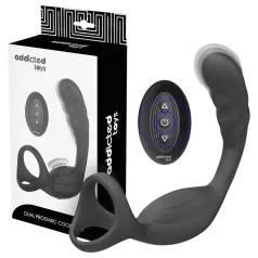   Addicted Toys - anální vibrátor s kroužkem na penis a varlata - černý
