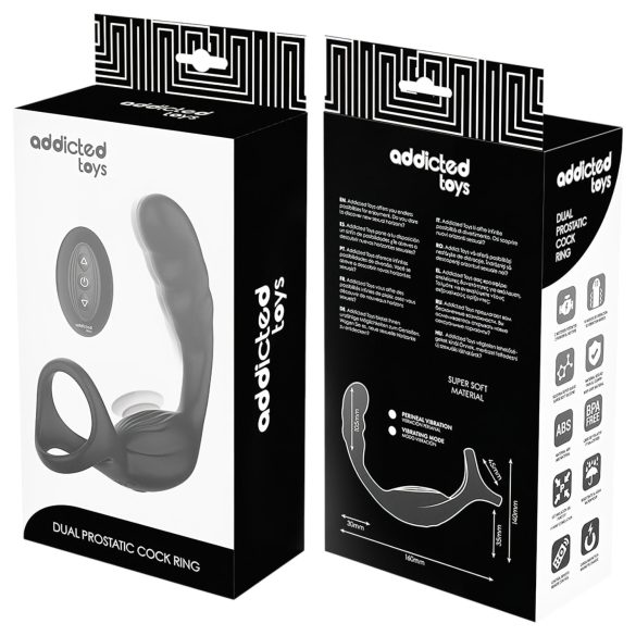 Addicted Toys - anální vibrátor s kroužkem na penis a varlata - černý