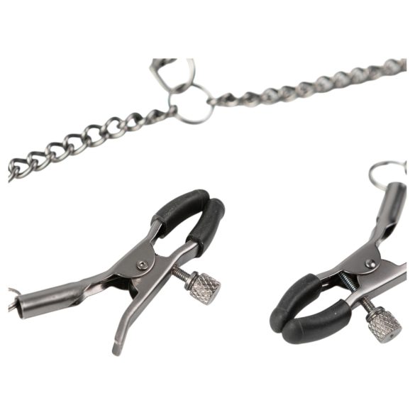 Sei Mio - obojek a svorky na bradavky - černá