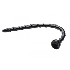   Hosed Swirl Thin Anal Snake 18 - dlouhé, tenké točené anální dildo s přísavkou (černé)