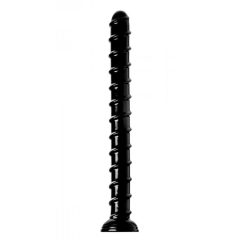   Hosed Swirl Anal Snake 18 - zkroucené, upínací, dlouhé anální dildo (černé)