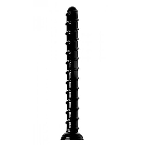 Hosed Swirl Anal Snake 18 - zkroucené, upínací, dlouhé anální dildo (černé)