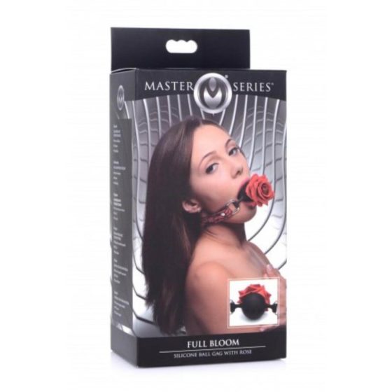 Master Series - silikonová zrcátka do úst Rose (červeno-černá)