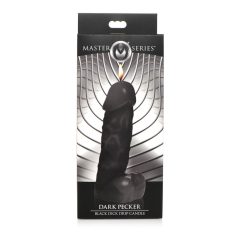   Dark Pecker - tělová svíčka - penis s varlaty - černá (352g)