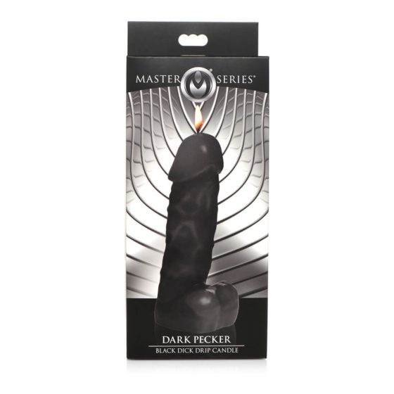 Dark Pecker - tělová svíčka - penis s varlaty - černá (352g)