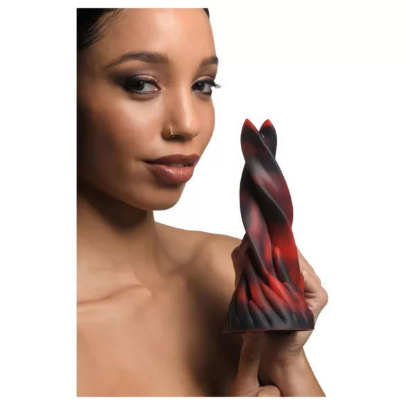 Creature Cocks Hell Kiss - kroucené silikonové dildo - 19 cm (červené)