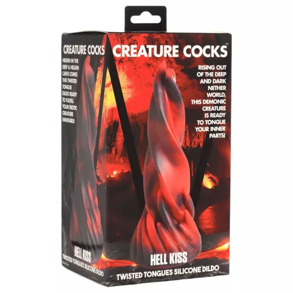 Creature Cocks Hell Kiss - kroucené silikonové dildo - 19 cm (červené)