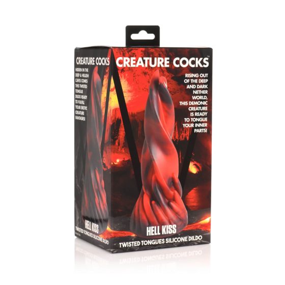 Creature Cocks Hell Kiss - zkroucené silikonové dildo - 19 cm (červené)