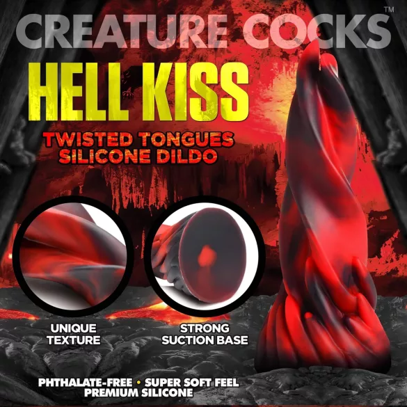 Creature Cocks Hell Kiss - kroucené silikonové dildo - 19 cm (červené)