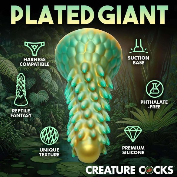 Creature Cocks Stegosaurus - silikonový dildo - 20 cm - zelený