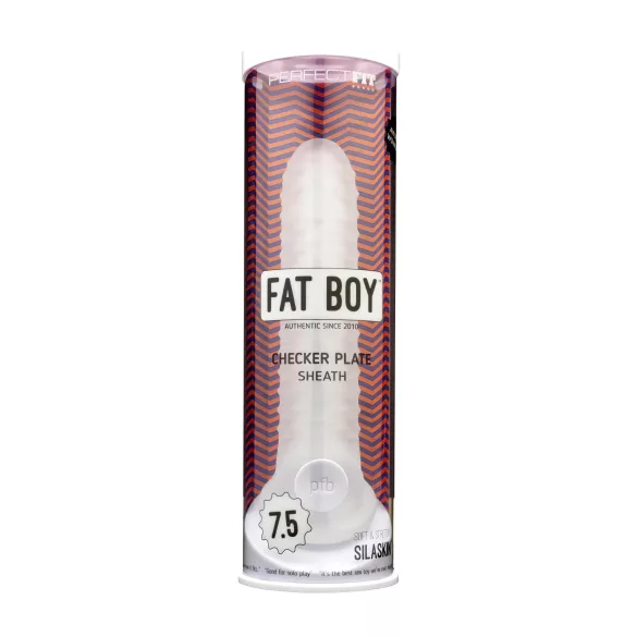 Perfect Fit - Fat Boy Checker Box - návlek na penis (19 cm, bílý)