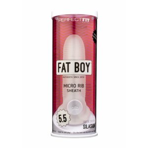 Fat Boy Micro Ribbed - návlek na penis (15 cm) - mléčně bílý