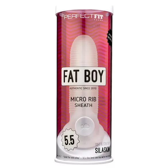 Perfect Fit - Fat Boy Micro Ribbed - návlek na penis (15 cm, bílý)