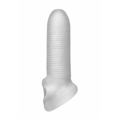   Fat Boy Micro Ribbed - návlek na penis (15 cm) - mléčně bílý