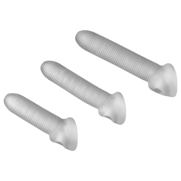 Perfect Fit - Fat Boy Micro Ribbed - návlek na penis (15 cm, bílý)