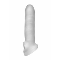   Fat Boy Micro Ribbed - návlek na penis (17 cm) - mléčně bílý