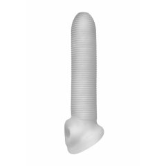   Fat Boy Micro Ribbed - návlek na penis (19 cm) - mléčně bílý