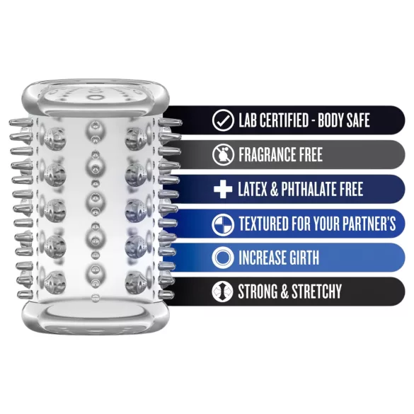 Stay Hard - erekční návlek na penis s malými výstupky - průhledný