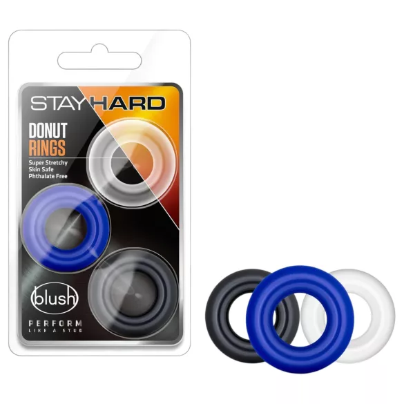 Stay Hard - sada erekčních kroužků na penis - 3 ks - barevné
