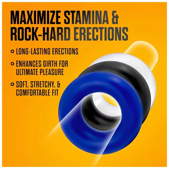 Stay Hard - sada erekčních kroužků na penis - 3 ks - barevné