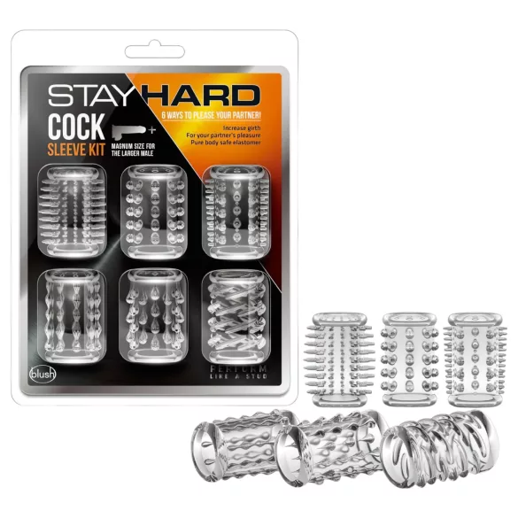 Stay Hard - sada erekčních kroužků na penis - průhledná - 6 ks